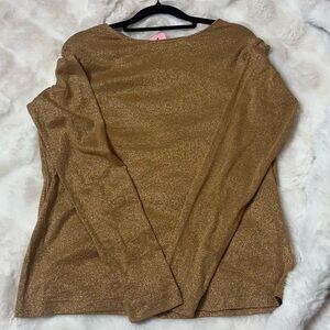 White stag Gold round neck/ long sleeve top. Size 8-10
